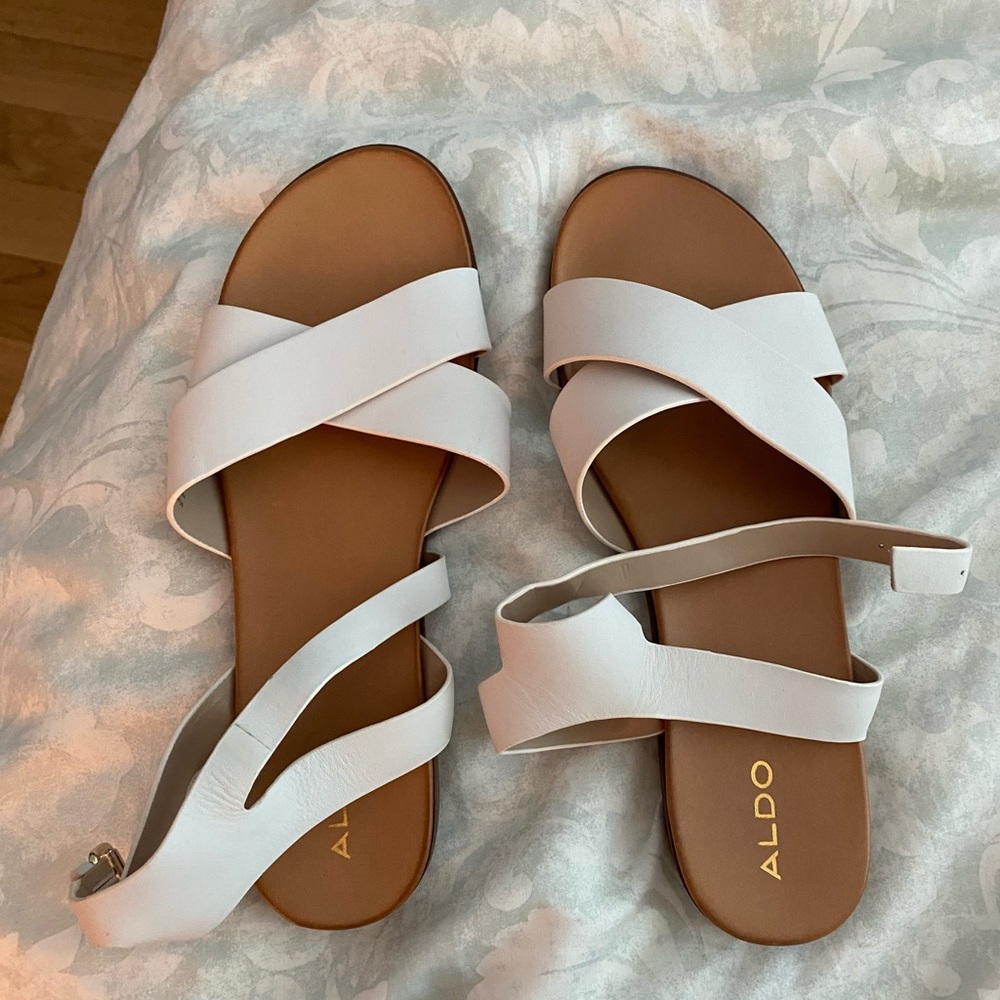 GREAT condition worn once - Aldo white sandals -  US size 9
